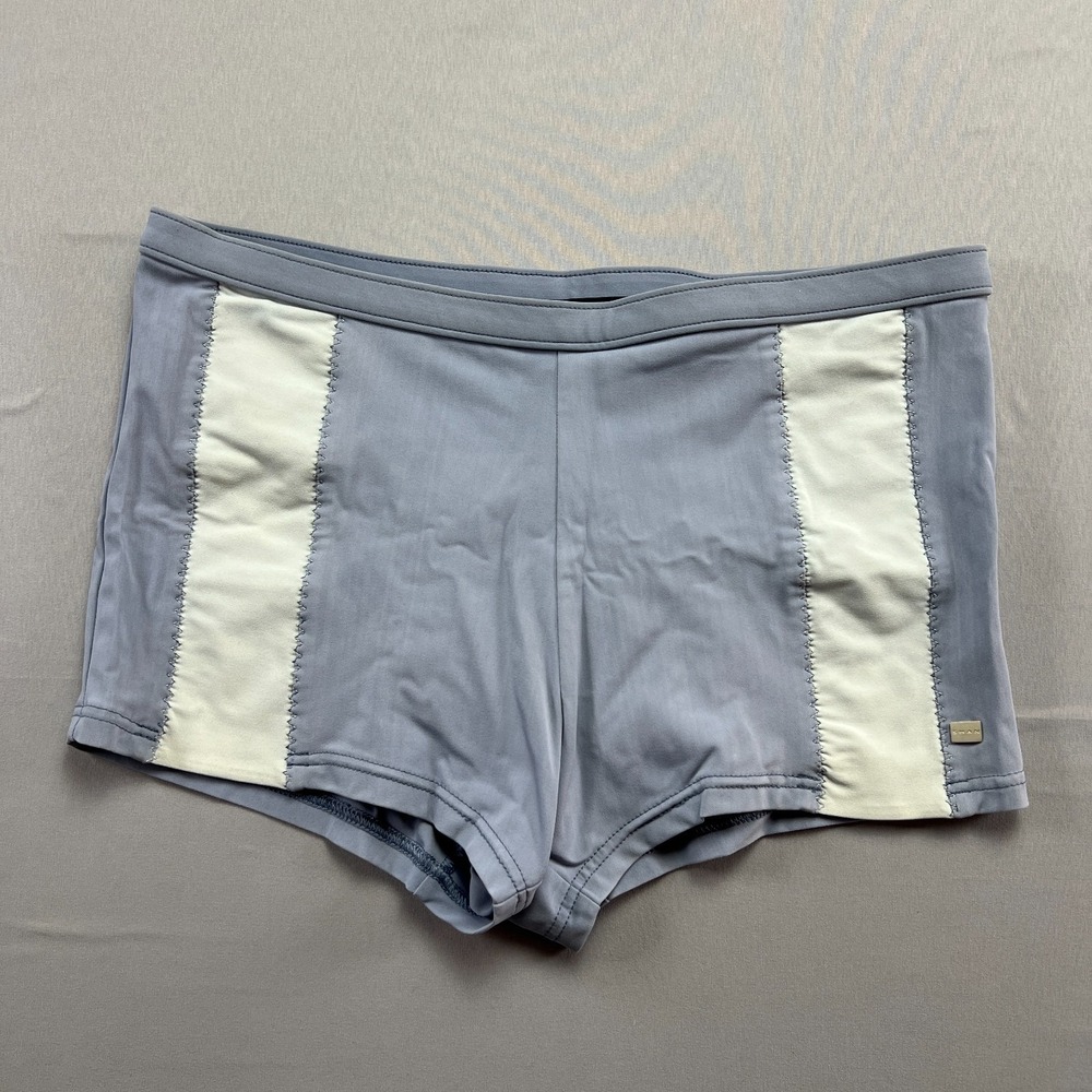 Shan Swim Shorts Womens Small Blue White Contrast Trim High Waisted Beach Wear